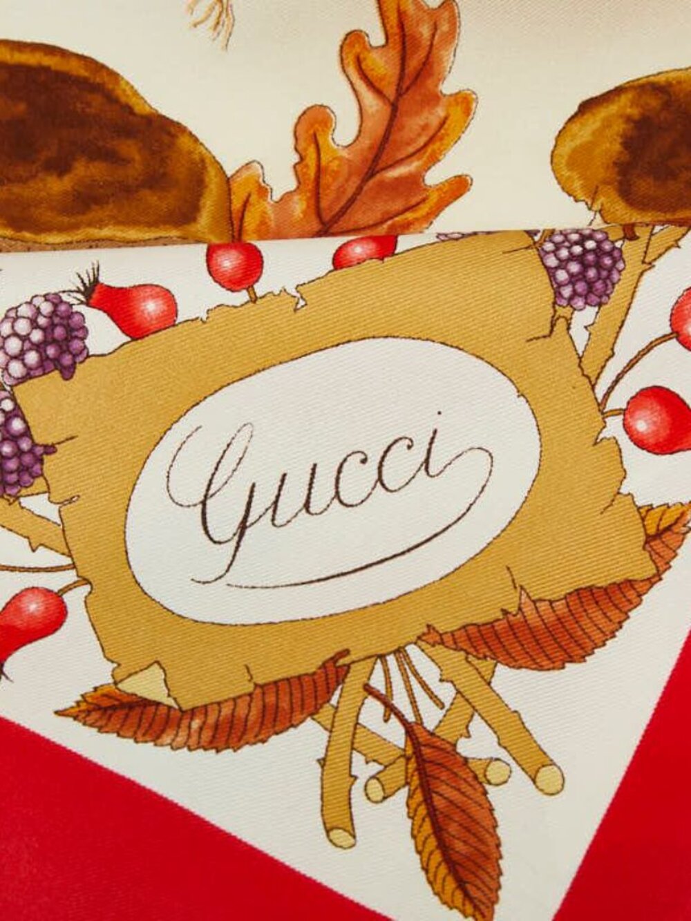 Gucci Vaccornero Botanical Red White Multicolor Silk - Picture 4 of 5